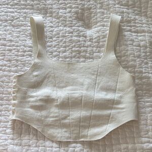 Cream Sleeveless Corset Workout Top